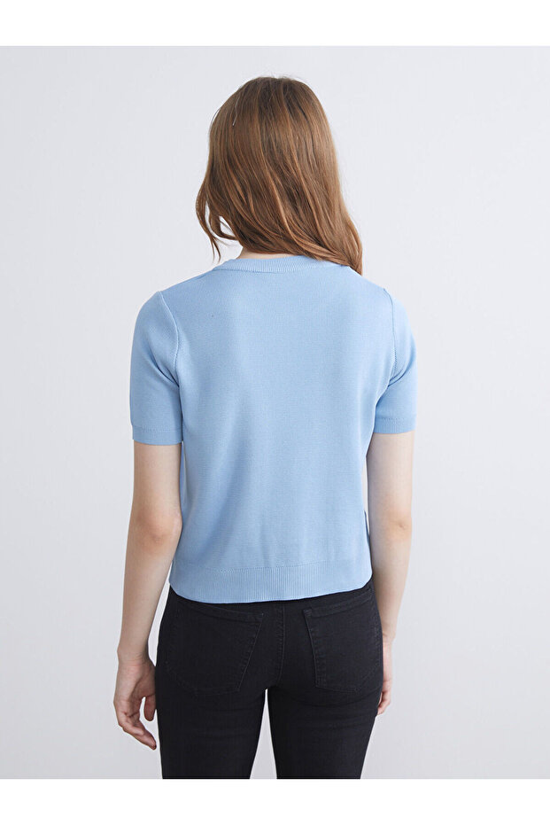 Bisiklet Yaka Kadın Triko Hırka - 4