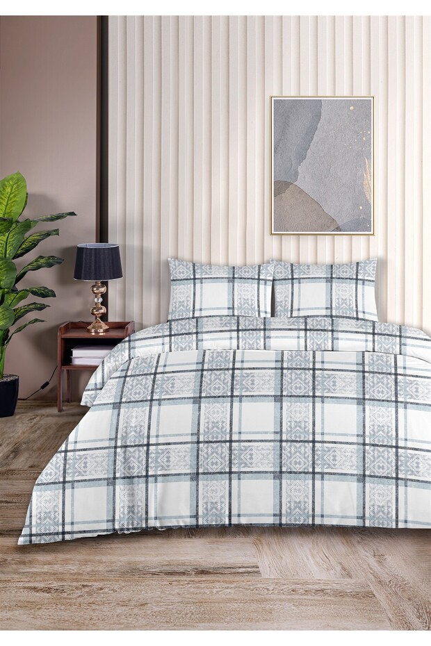 Hermes 100% Cotton Double Duvet Cover Set 200X220Cm Blue