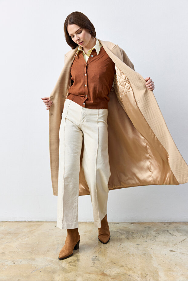 Oversize Açık Camel Kaban - 5