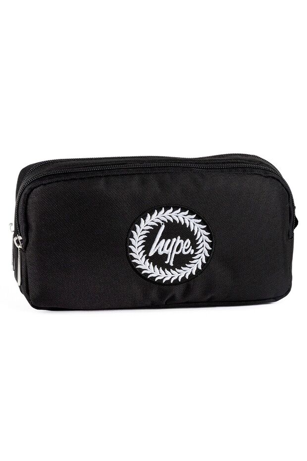 Hype Black Embossed Pencil Case - Two Compartments
