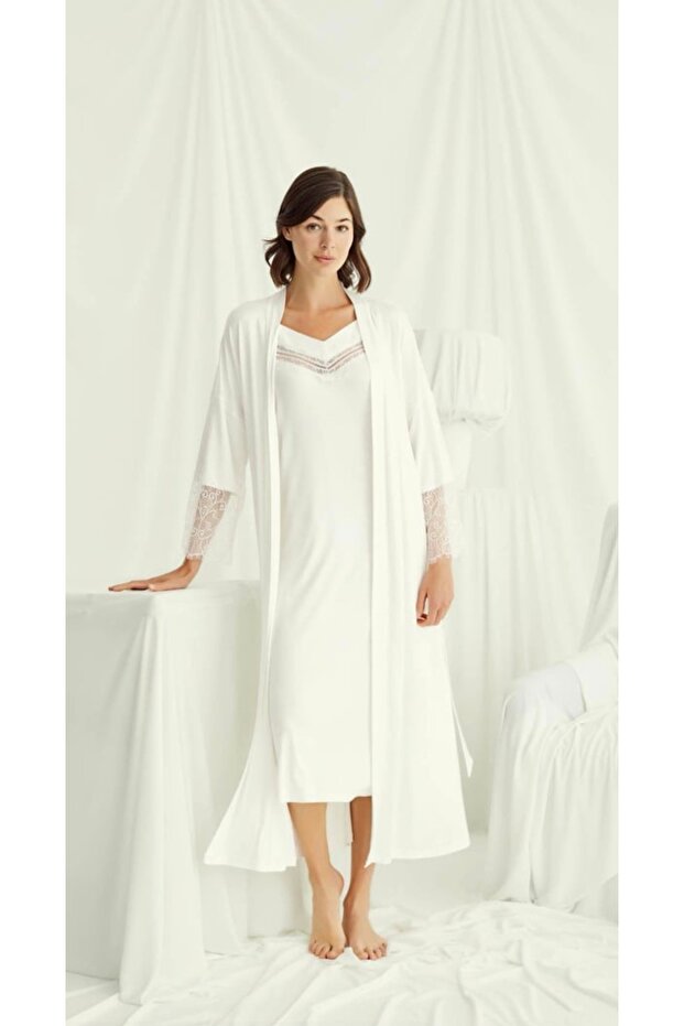 Monamise Low-Cut Lace Robe Set 18519