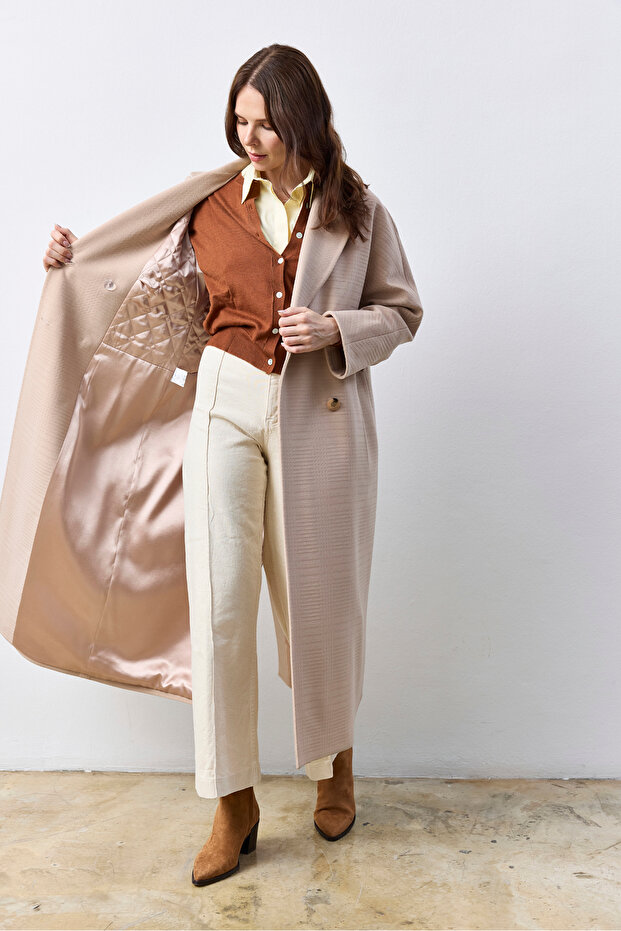 Oversize Uzun Bej Kaban - 4