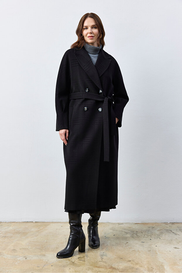 Oversize Uzun Siyah Kaban - 1