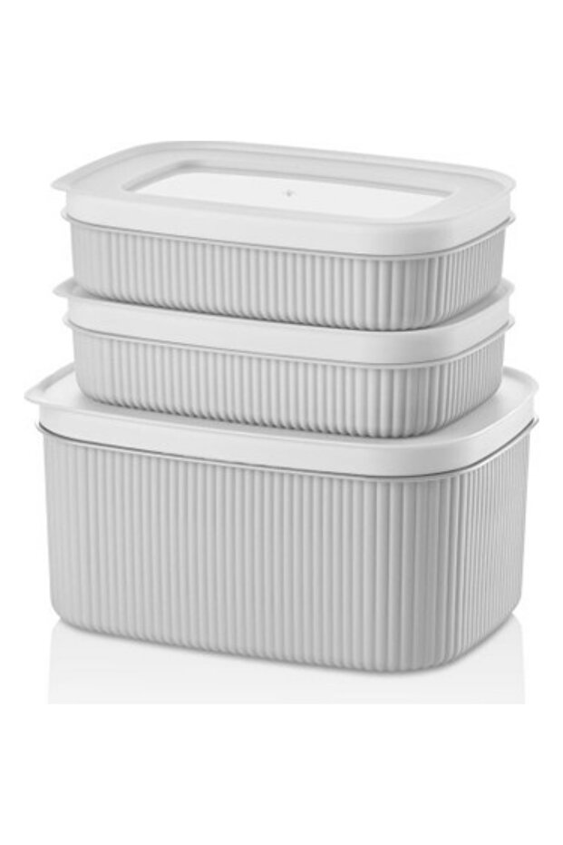 Set of 3 Line Storage Containers, 2 Sizes Practical Food Fruit Vegetable Storage Container, Multi-Purpose Box - 1