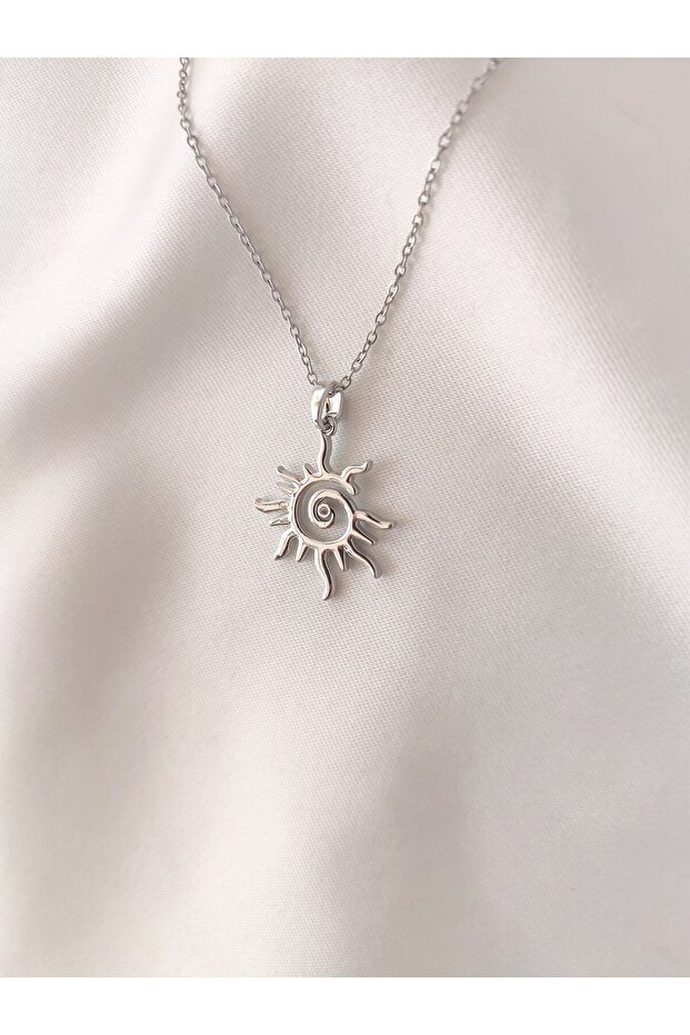 Kadın Çelik Plaka Güneş Model Kolye - 2
