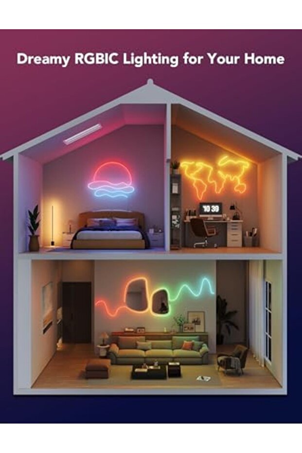Neon Rope Light 2, RGBIC Neon LED Strip Lights with Shape Mapping, Work with Matter, Alexa and - 6