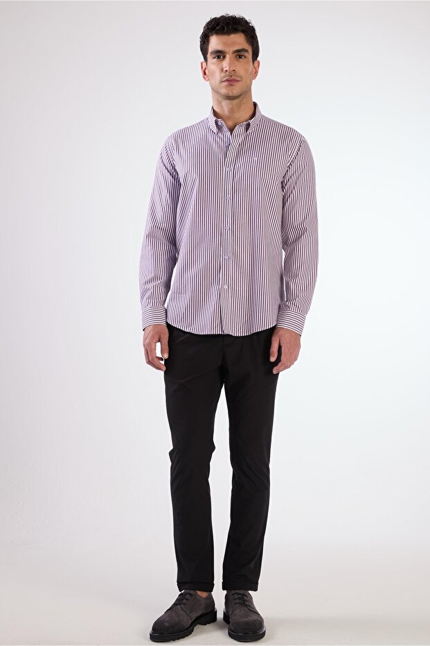 Men's Slim Fit Long Sleeve Blue Shirt