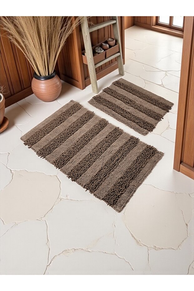 Ciremaya Cotton Bath Mat Set (60X100)(50X60)Coffee+