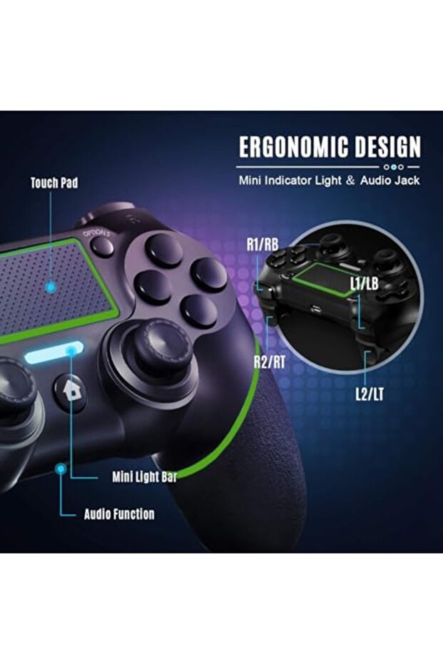 Wireless Controller for PS4/Slim/Pro, with Dual Vibration Game Joystick Remote - 4