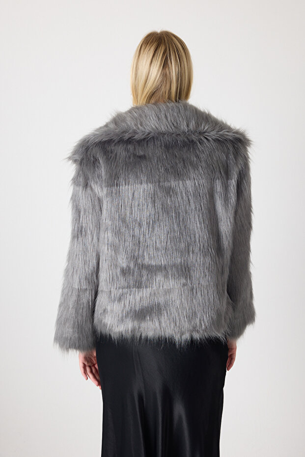 سترة شال بياقة من الفرو - 5