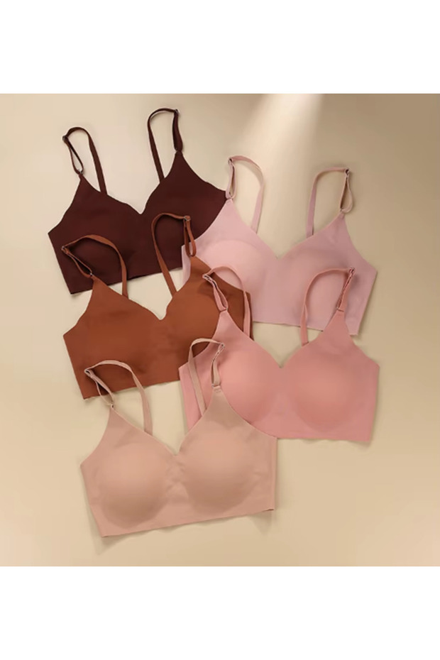 Laser Cut Removable Pad Adjustable Strap Comfortable Bra - 5