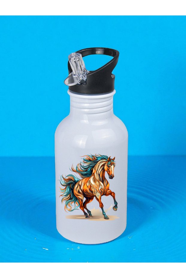 Running Horse Printed Water Bottle 600 ml - Girl's Water Bottle, Girls' Water Bottles