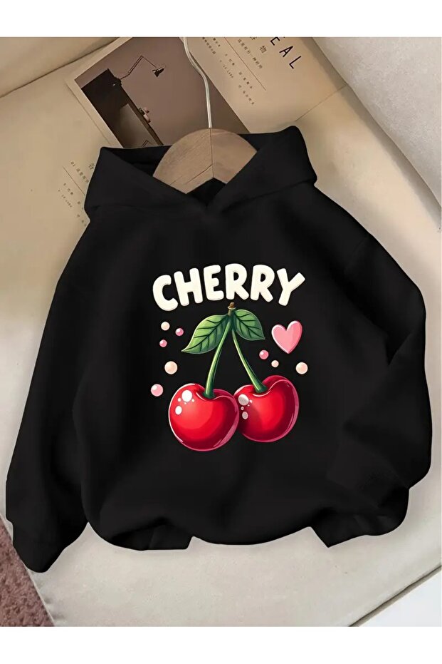 Winter Hooded Sweatshirt, Children's Cherry Covered Printed
