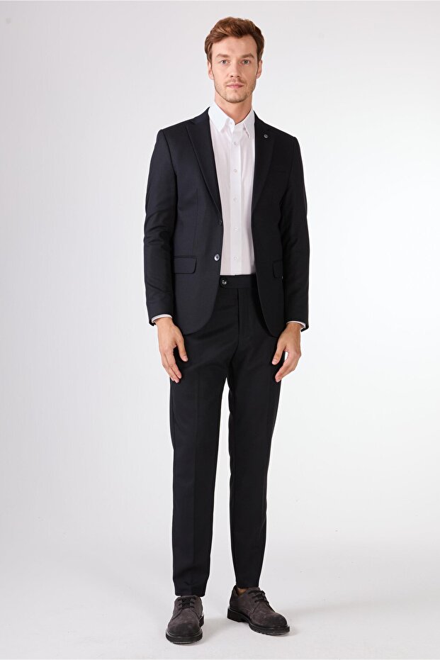 K. Navy Blue Armor Suit - Slim Fit