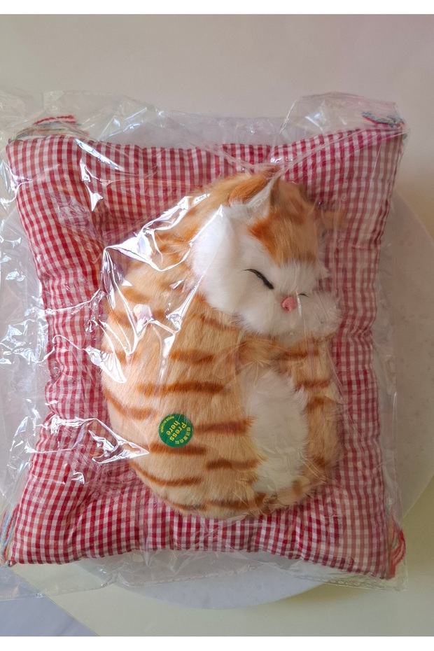 Minderde uyuyan peluş Kedi sesli - 3