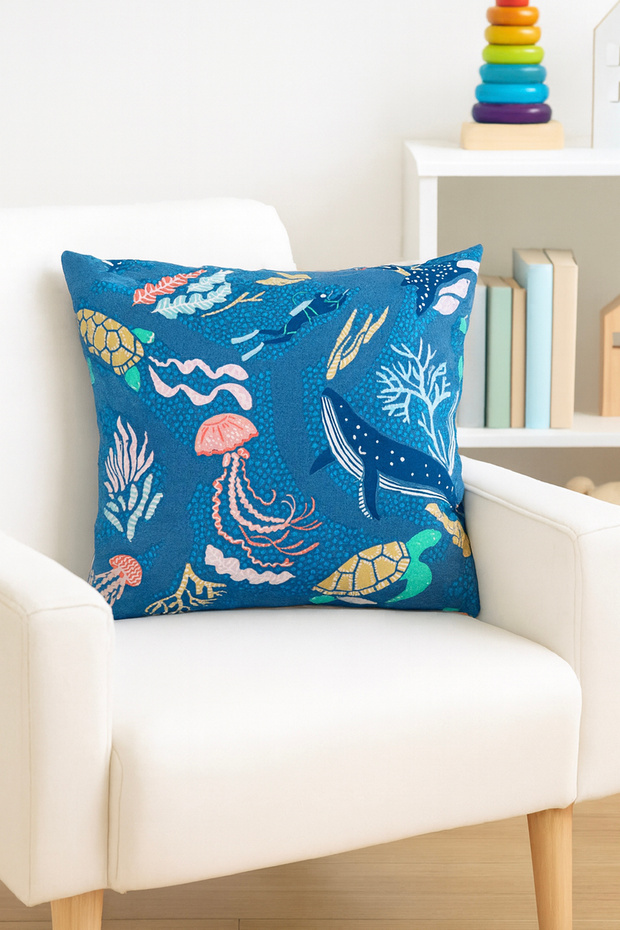 Duck Sea Throw Pillow Cover Blue 40X40