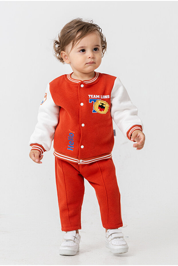 Baby Seasonal 3-Piece Set: Lion Patterned Zippered Jacket, T-Shirt and Sweatpants