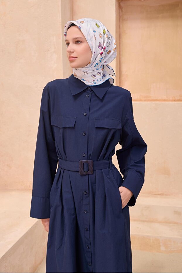 وشاح حريري بنقشة OBJE 4121D من نسيج التويل - 2