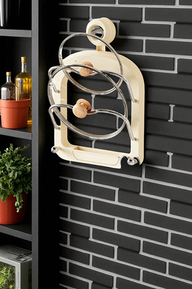 Vantuzlu Çok Amaçlı Mutfak Tava Saklama Tencere Kapak Tutucu Organizer Raf - 2