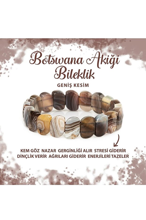 Certified Botswana Agate Natural Stone Special Cut Wide Cut Bracelet
