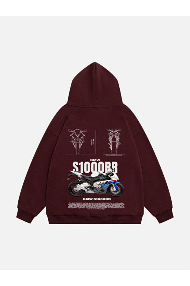 Unisex Bmw S100Rr Printed Hooded Fleece Oversized Sweatshirt