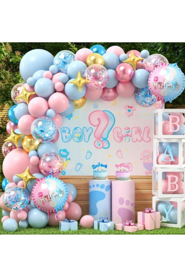 Pink Blue Balloon Chain Set Gender Reveal Party Balloon Chain Set 100 Pieces