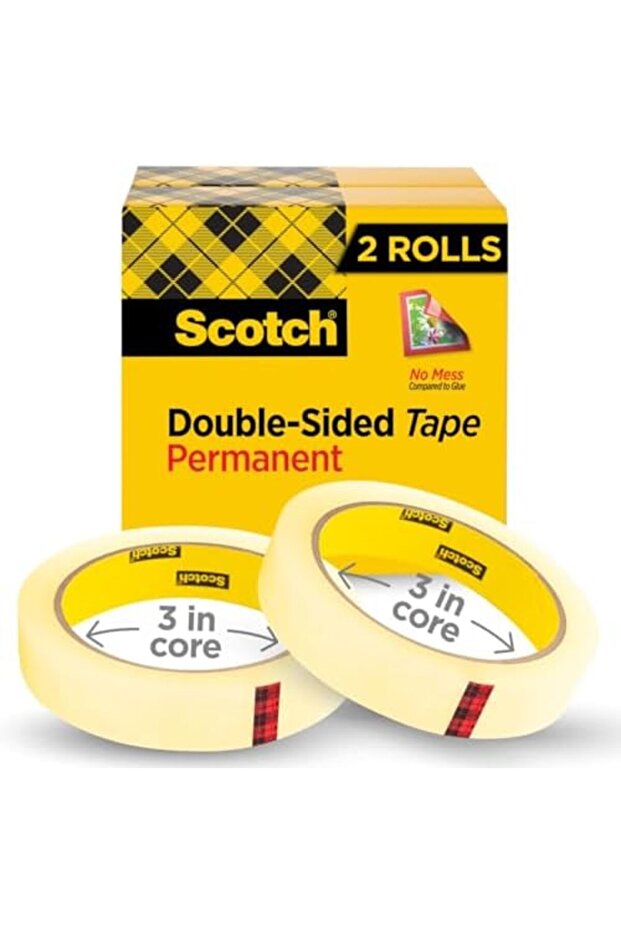 Double Sided Tape, 3/4 in x 1296 in, 2 Rolls