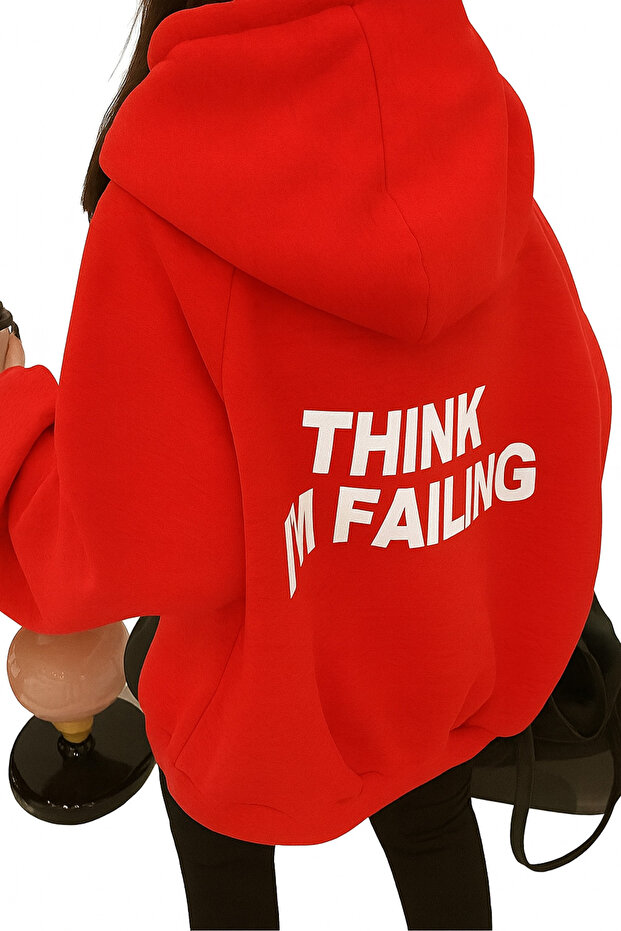 سترة رياضية مطبوعة للجنسين من القطن الممشط بـ 3 خيوط بتصميم THINK I'M FAILING