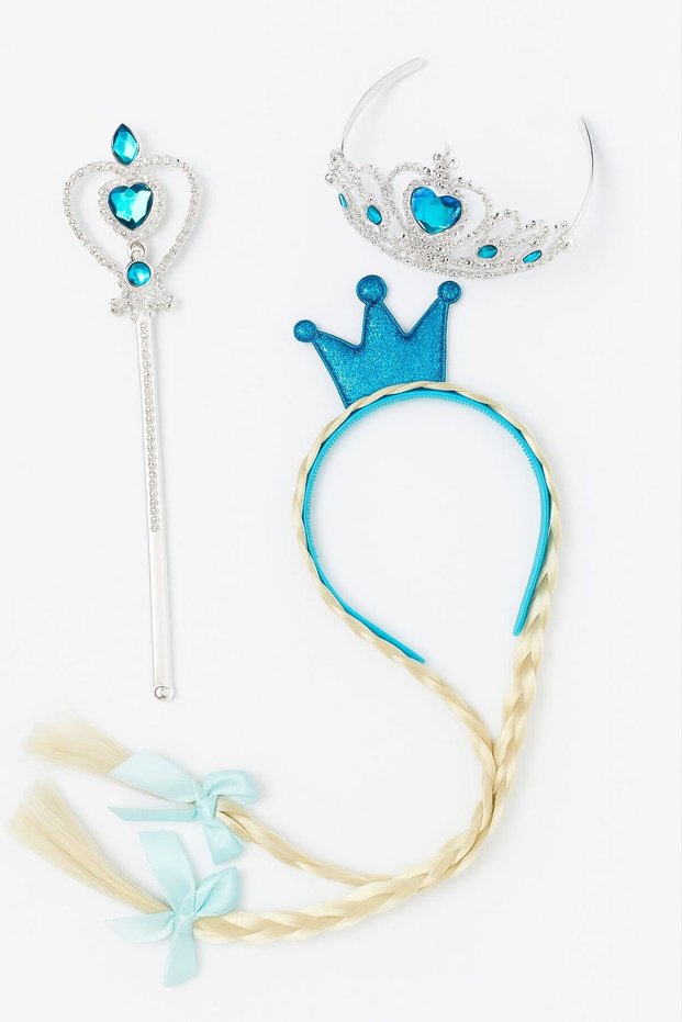 Elsa Princess Crown and Wand Set Frozen Themed Heart Model Girl's Costume Accessory