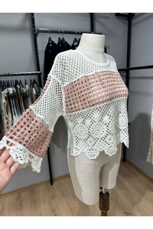 Women's Color Block Knitted Detailed Summer Top
