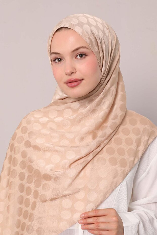Cappuccino Speckled Patterned Jacquard Capri Shawl