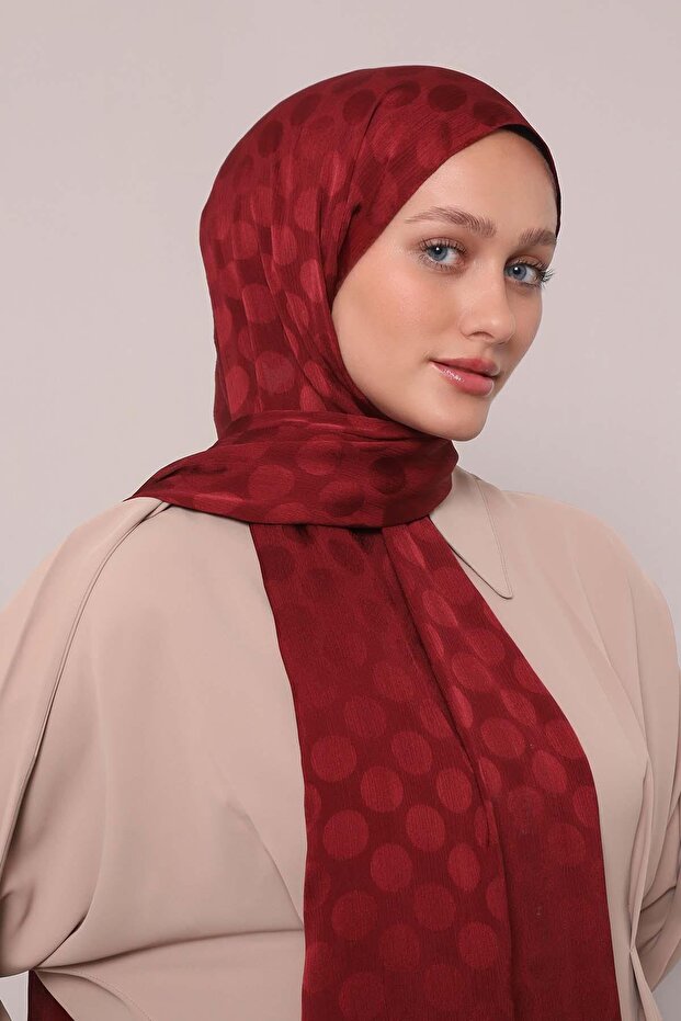 Burgundy Speckled Patterned Jacquard Capri Shawl