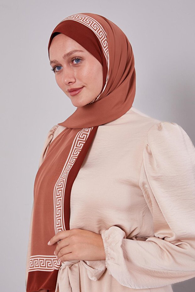 Taba Labirent Desen Medine İpeği Şal - 3