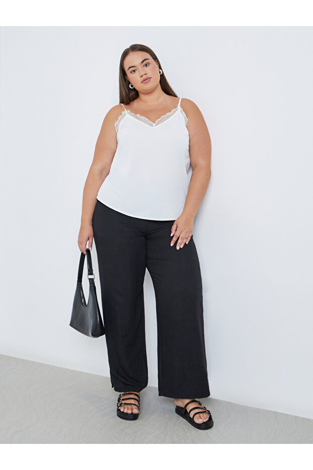 Plus Black Wide Leg Trousers
