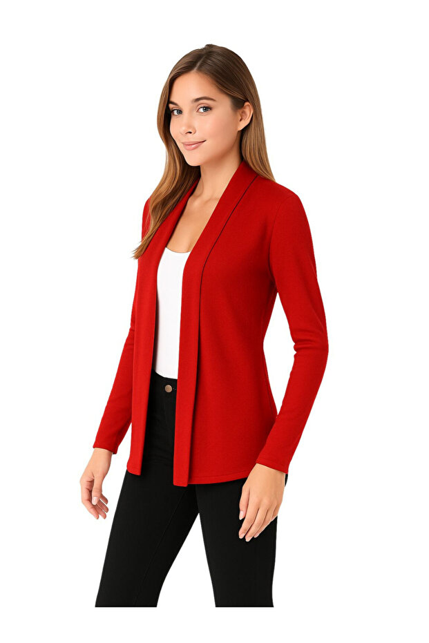 بلوزة حمراء مفتوحة من الأمام - 4