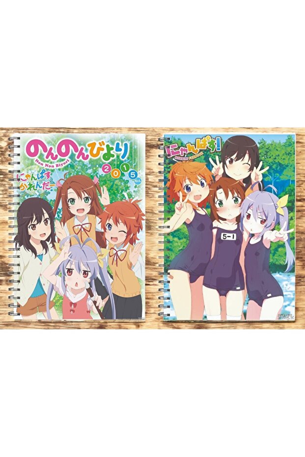 قطعتان من دفتر ملاحظات حلزوني من نوع Non Non Biyori A5 Anime، 50 ورقة