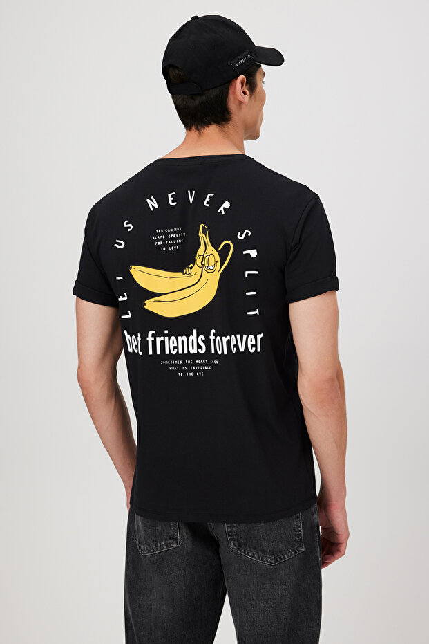 Comfort Fit Front & Back Printed T-Shirt – Black