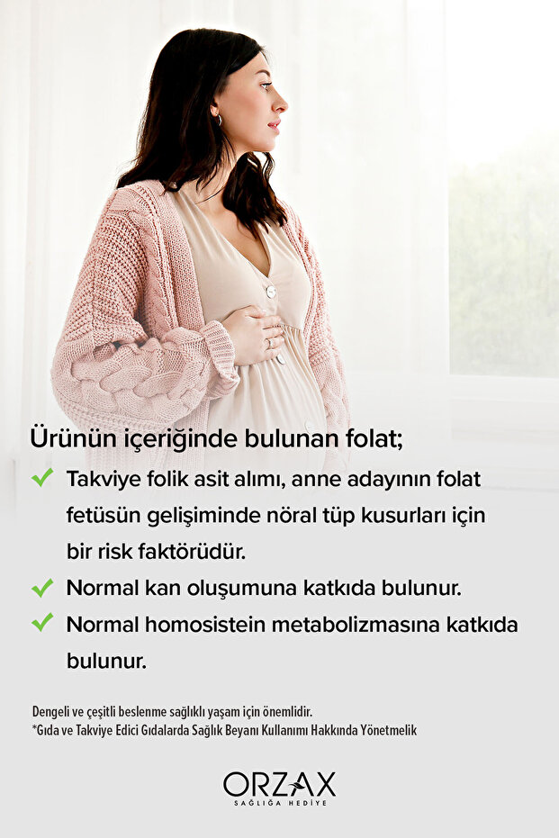 Orzax Methyl Folat Folik Asit 30 Tablet - 4