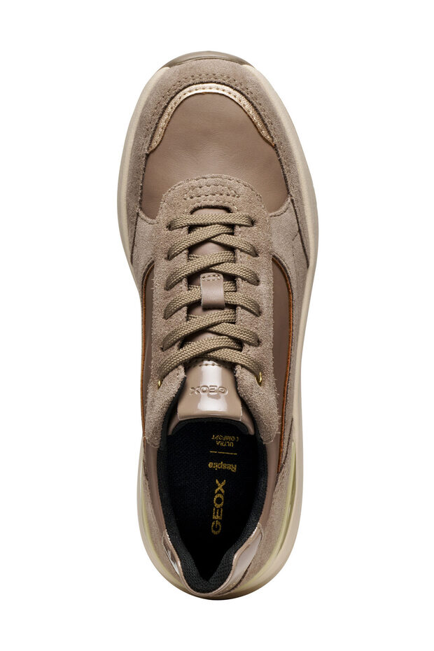 Damskie buty sportowe z futrem D Spherıca Ec13 A – Nappa+Sued Sznurowane buty sportowe z podeszwą na obcasie D45WAA08522 - 3