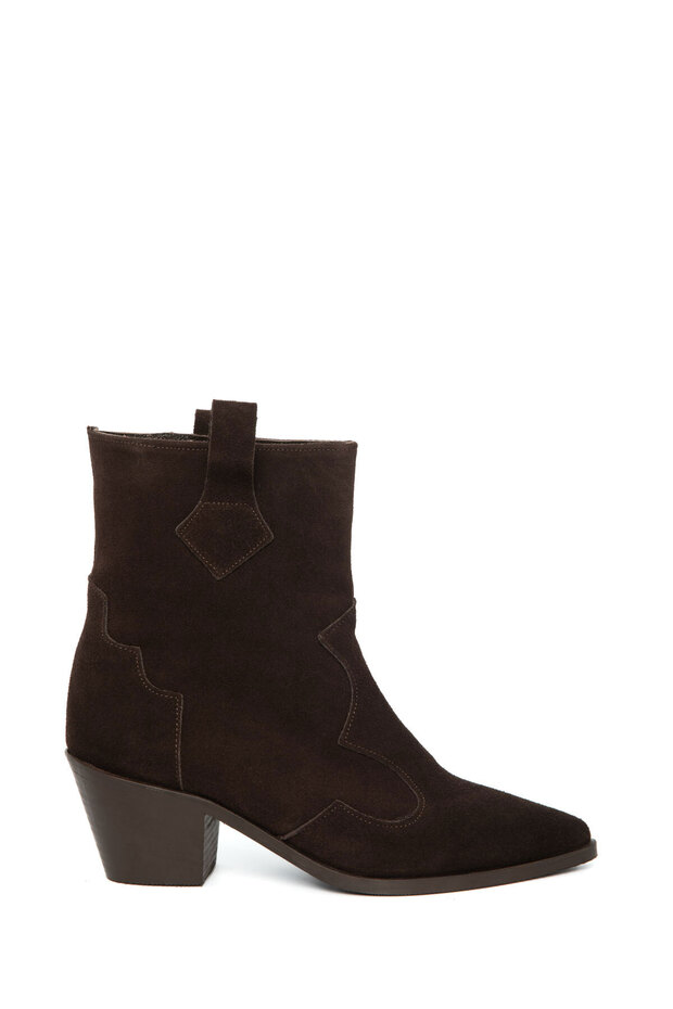 Kahve Süet Hakiki Deri Kadın Bot & Bootie 21064 - 6