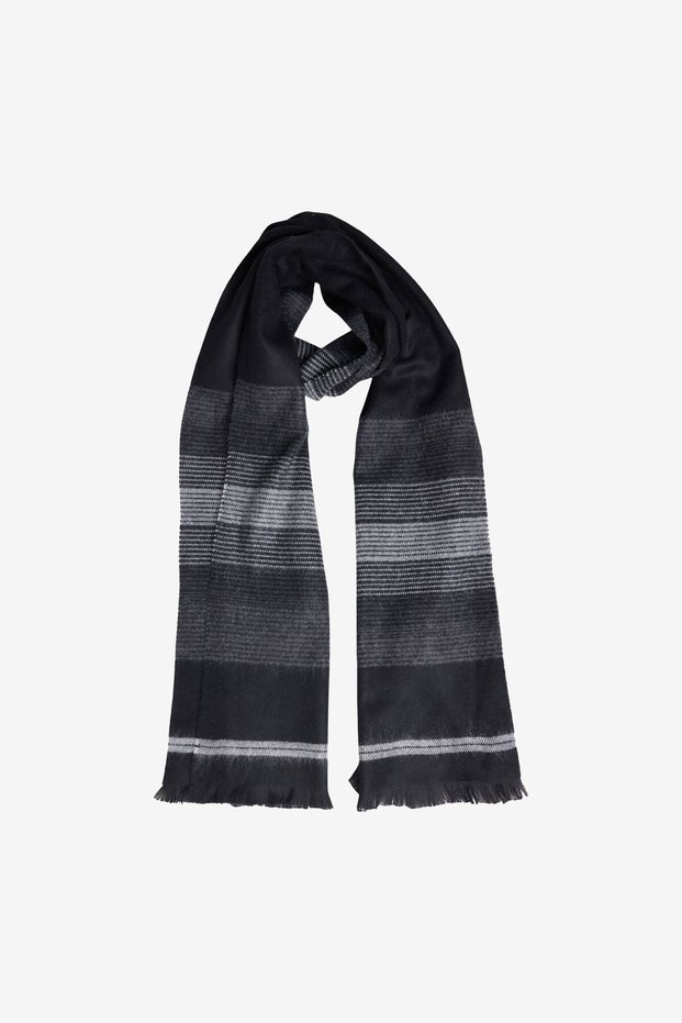 Men's Black-Grey Warm Patterned Knitwear Scarf