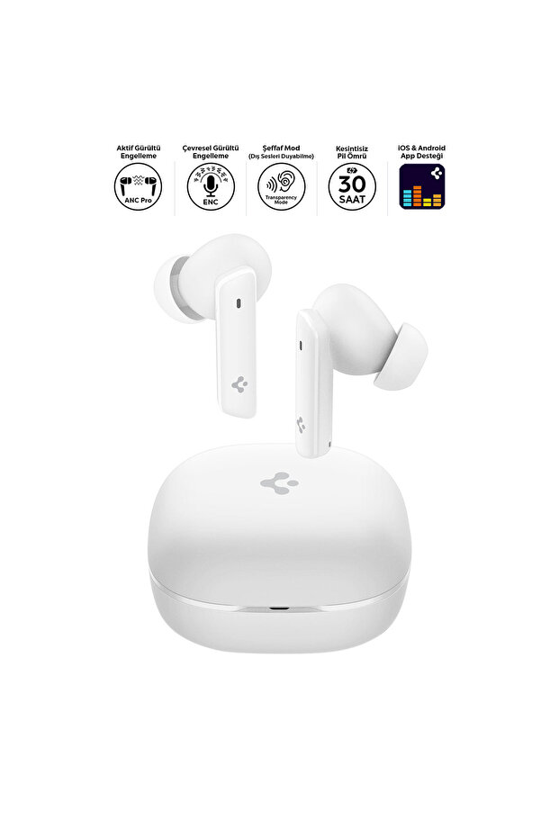 Audio TWS P20 Bluetooth Kablosuz Kulaklık ANC Pro Aktif Gürültü Engelleme 30 Saat Pil Beyaz ASD07964 - 1