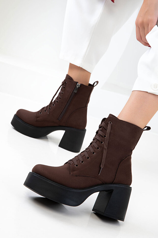 Kahve Süet Kadın Bot & Bootie 19985 - 1