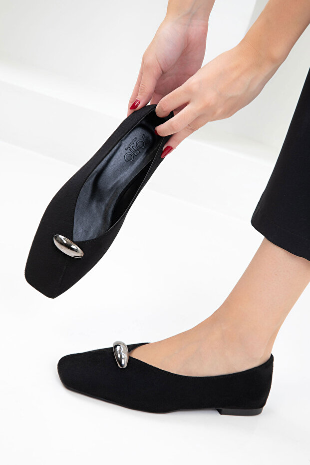 Black Suede Women's Ballerinas 20840