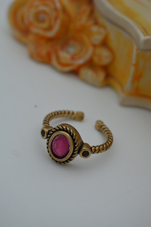 Baroque Design Ruby Stone Ring - 3