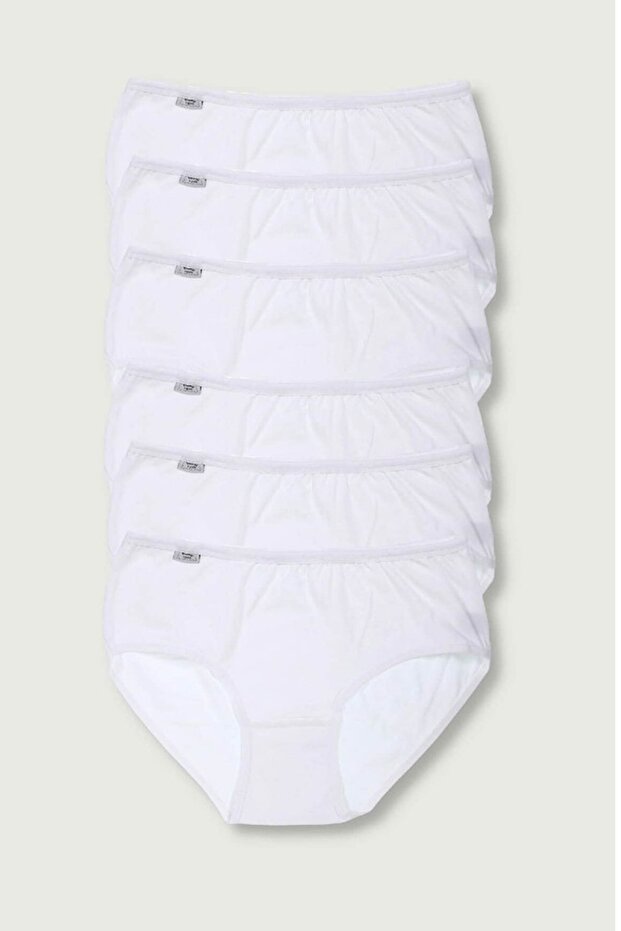 Women's White Large Size Bato Panties 6 Pieces