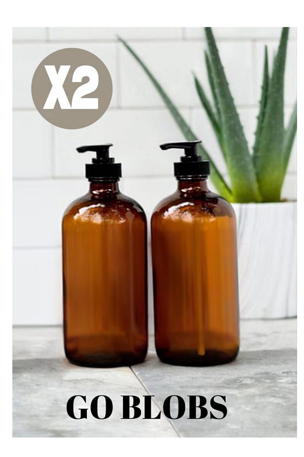 2adet 500ml Amber Kahverengi Cam Sıvı Sabunluk - 1