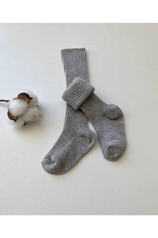 Gray Corded Knee Socks