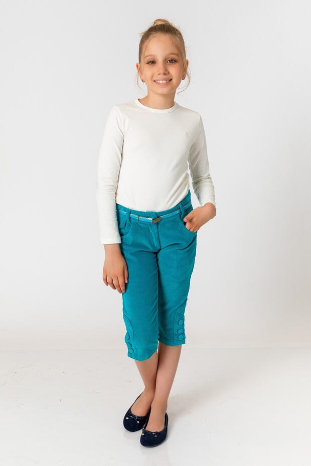Girl's Velvet Mint Capri