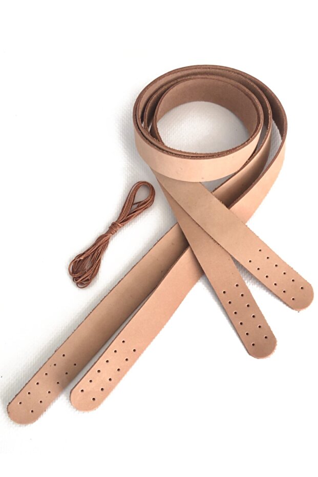 Genuine Leather Sew-on Bag Handle (pair/75 cm) - Powder Color